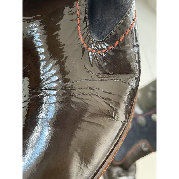 True Religion Calf Boots Leather Suede Buttons Side Zip FLAWS - Picture 12 of 16